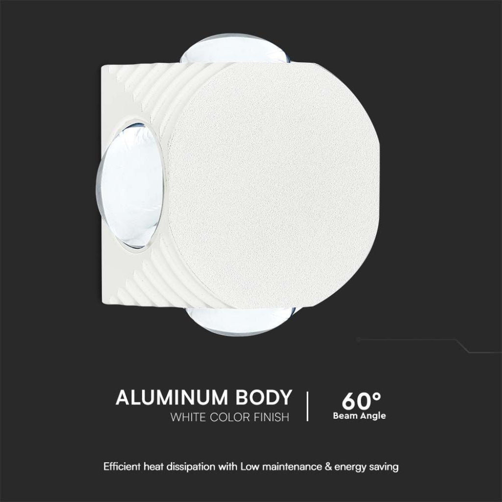 V-TAC Applique LED da Muro 4W con 4 Fasci Luminosi Corpo Bianco 4000K IP54 V-TAC Applique LED da Muro 4W con 4 Fasci Luminosi Corpo Bianco 4000K IP54